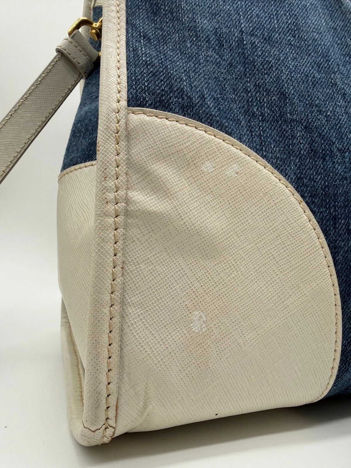 Prada Denim & Saffiano Leather Bauletto Bag