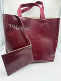 Prada Spazzolato Leather Tote bag in Burgundy