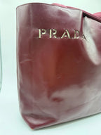 Prada Spazzolato Leather Tote bag in Burgundy