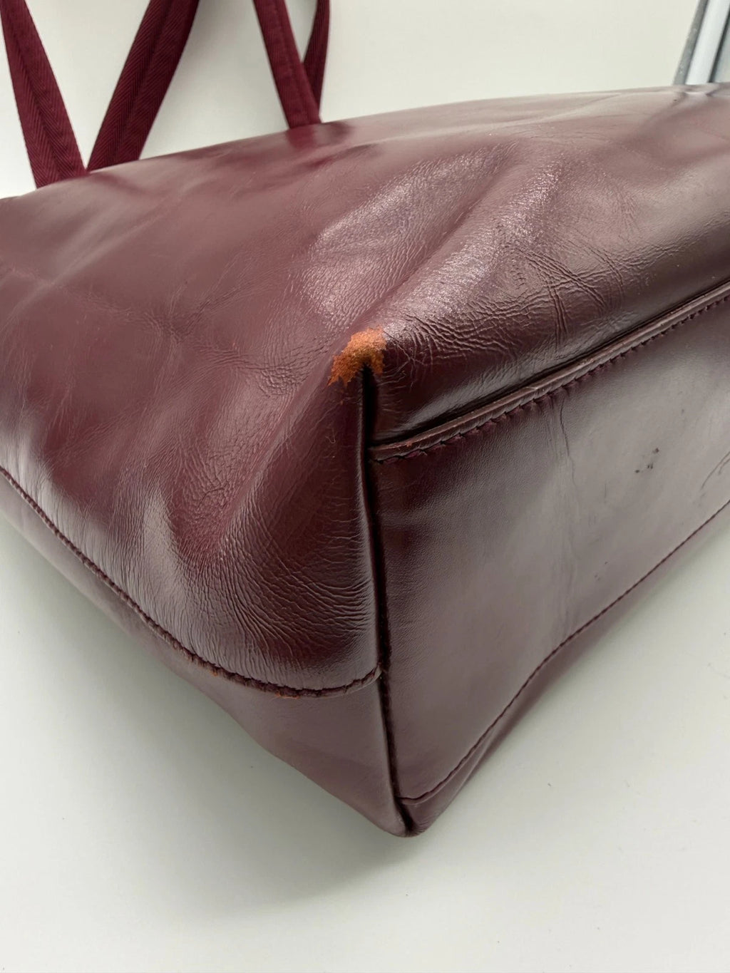 Prada Spazzolato Leather Tote bag in Burgundy